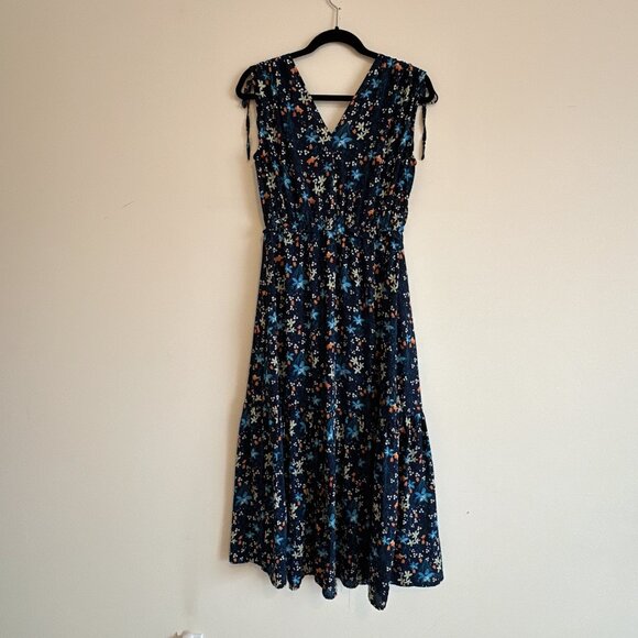 Gap Dark Blue Floral Print Sleeveless Maxi Dress - Picture 6 of 6